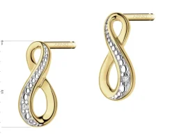 Kolczyki z żółtego złota z diamentami - nieskończoność - 0,005 ct - próba 375