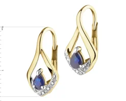 Kolczyki z żółtego złota z diamentami i szafirami - próba 585