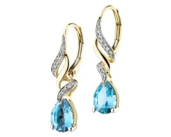 Kolczyki z żółtego złota z diamentami i topazami - próba 585