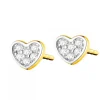 Kolczyki z żółtego złota z diamentami - serca - 0,03 ct - próba 585