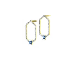 Kolczyki z żółtego złota z diamentami i szafirami - próba 375