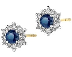 Kolczyki z żółtego złota z diamentami i topazami - próba 375