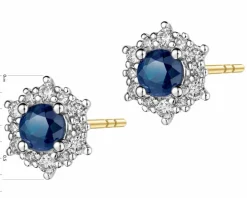 Kolczyki z żółtego złota z diamentami i topazami - próba 375