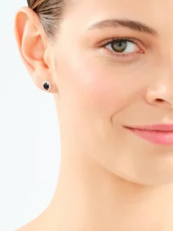 Kolczyki z  żółtego złota z diamentami i szafirami - próba 585