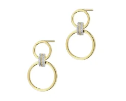 Kolczyki z żółtego złota z diamentami - koła - 0,03 ct - próba 375