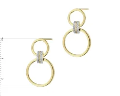 Kolczyki z żółtego złota z diamentami - koła - 0,03 ct - próba 375