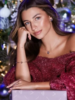 Kolczyki z  żółtego złota z diamentami, ametystami i turmalinami - próba 375