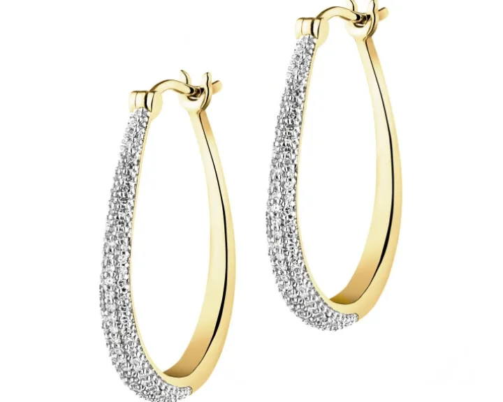 Kolczyki z żółtego złota z diamentami i tanzanitami - próba 585