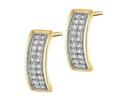 Kolczyki z żółtego złota z diamentami - 0,13 ct - próba 585
