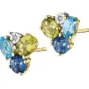 Kolczyki z żółtego złota z diamentami, peridotami i topazami - próba 375