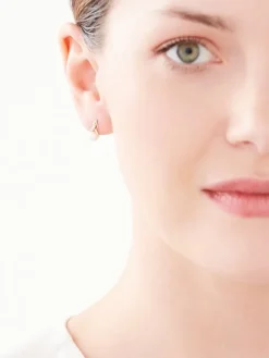 Kolczyki z żółtego złota z diamentami i perłami - próba 375