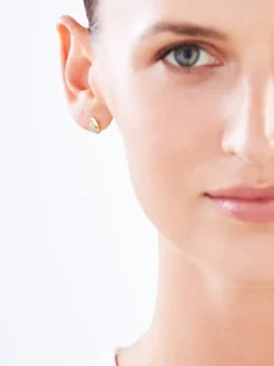 Kolczyki z żółtego złota z diamentami - 0,008 ct - próba 585