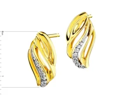 Kolczyki z żółtego złota z diamentami - 0,04 ct - próba 585