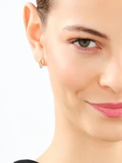 Kolczyki z żółtego złota z diamentami - 0,04 ct - próba 585