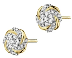 Kolczyki z żółtego złota z diamentami - 0,12 ct - próba 585