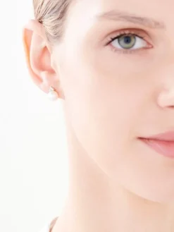 Kolczyki z żółtego złota z diamentami i perłami - próba 585