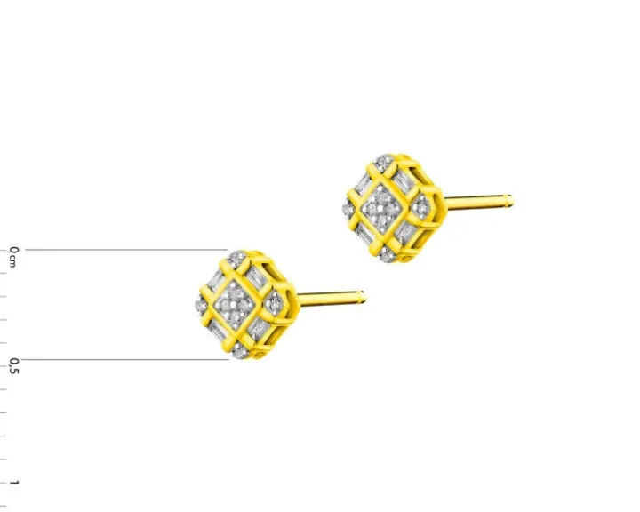 Kolczyki z żółtego złota z diamentami i perłami - próba 375