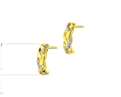 Kolczyki z żółtego złota z diamentami - 0,02 ct - próba 585