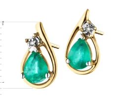 Kolczyki z żółtego złota z diamentami i topazami London Blue - próba 585