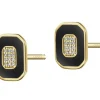 Kolczyki z żółtego złota z diamentami i emalią - 0,05 ct - próba 585