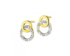 Kolczyki z żółtego złota z diamentami - 0,04 ct - próba 375