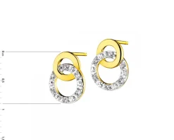 Kolczyki z żółtego złota z diamentami - 0,04 ct - próba 375