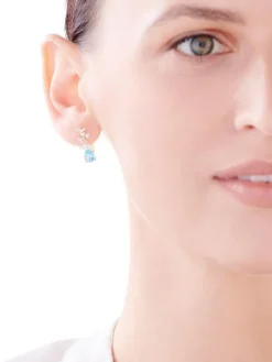 Kolczyki z żółtego złota z diamentami, kamieniami szlachetnymi i ozdobnymi - próba 585