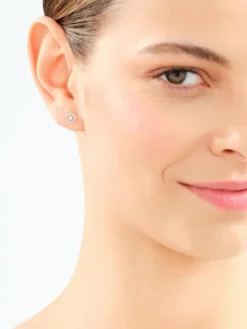 Kolczyki z żółtego złota z diamentami - 0,008 ct - próba 375