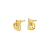Kolczyki z żółtego złota z diamentami - koty - 0,01 ct - próba 375