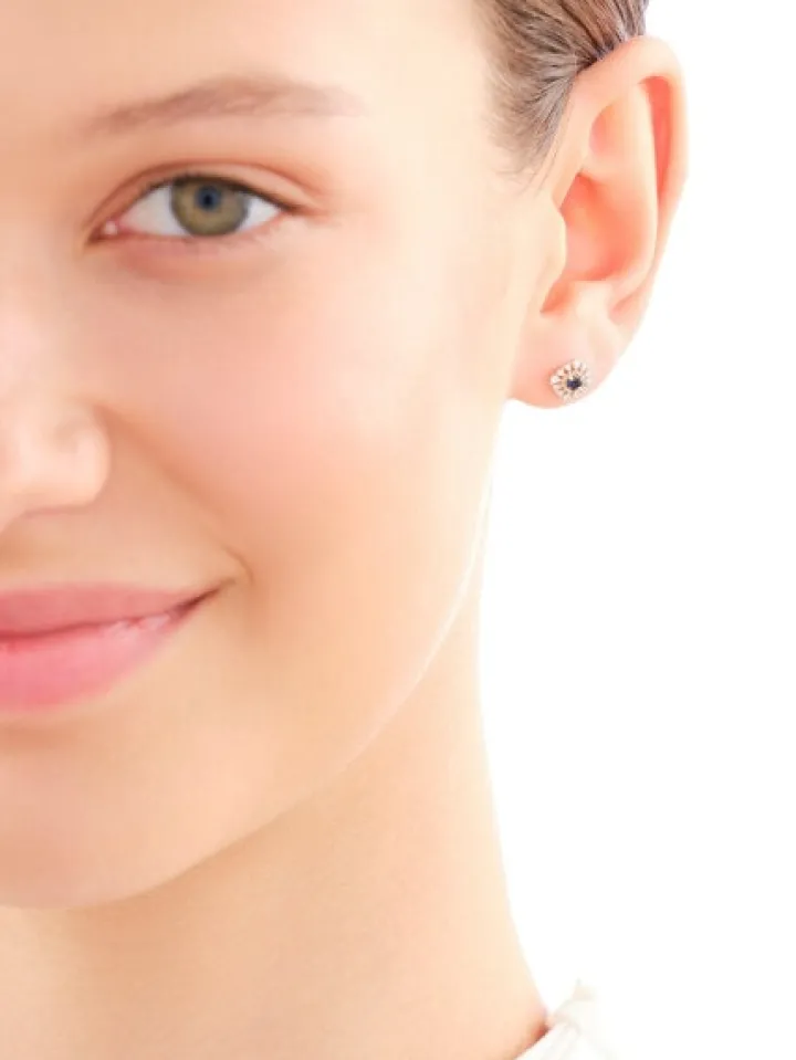 Kolczyki z żółtego złota z diamentami i szafirami - próba 585