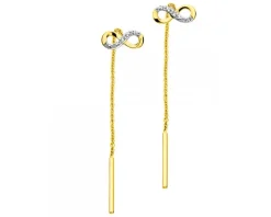 Kolczyki z żółtego złota z diamentami - nieskończoność - 0,006 ct - próba 585