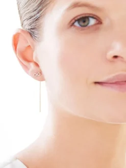 Kolczyki z żółtego złota z diamentami - nieskończoność - 0,006 ct - próba 585