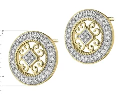 Kolczyki z żółtego złota z diamentami - rozety - 0,18 ct - próba 585