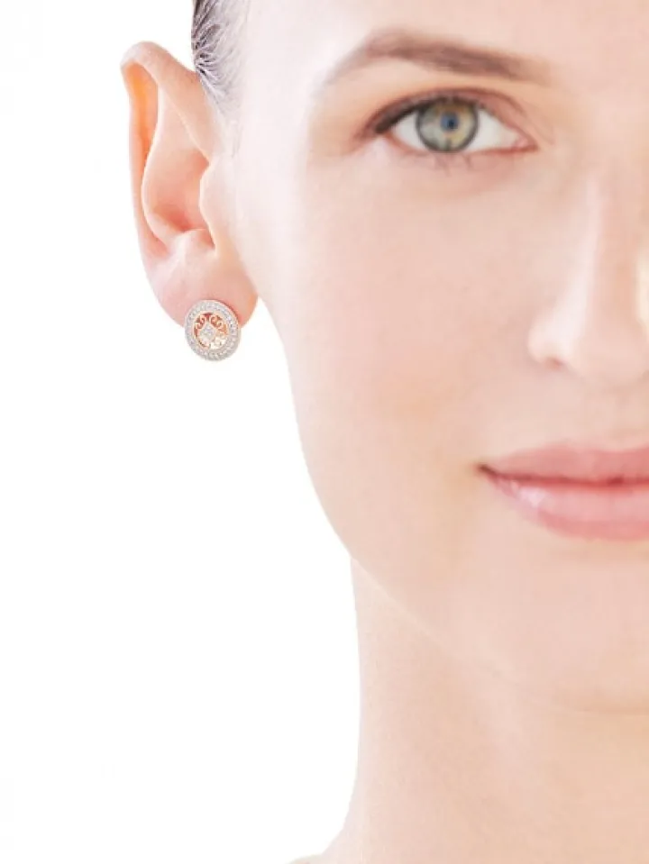 Kolczyki z żółtego złota z diamentami - rozety - 0,18 ct - próba 585