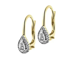 Kolczyki z żółtego złota z diamentami - 0,15 ct - próba 585
