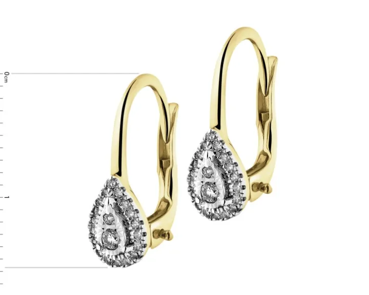 Kolczyki z żółtego złota z diamentami - 0,15 ct - próba 585
