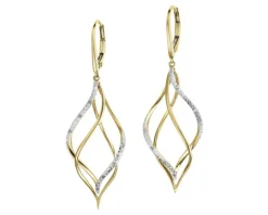 Kolczyki z żółtego złota z diamentami - 0,04 ct - próba 585