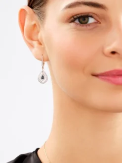 Kolczyki z żółtego złota z diamentami i szafirami - próba 585