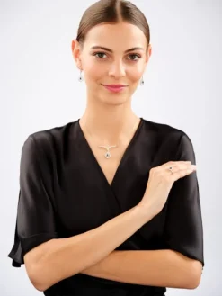 Kolczyki z żółtego złota z diamentami i szafirami - próba 585