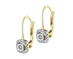 Kolczyki z żółtego złota z diamentami - 0,16 ct - próba 585