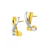 Kolczyki z żółtego złota z diamentami - 0,03 ct - próba 585