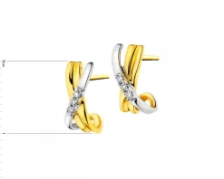 Kolczyki z żółtego złota z diamentami - 0,03 ct - próba 585