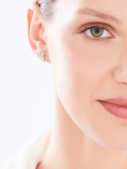 Kolczyki z żółtego złota z diamentami - 0,05 ct - próba 375