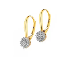 Kolczyki z żółtego złota z diamentami i perłami - próba 585