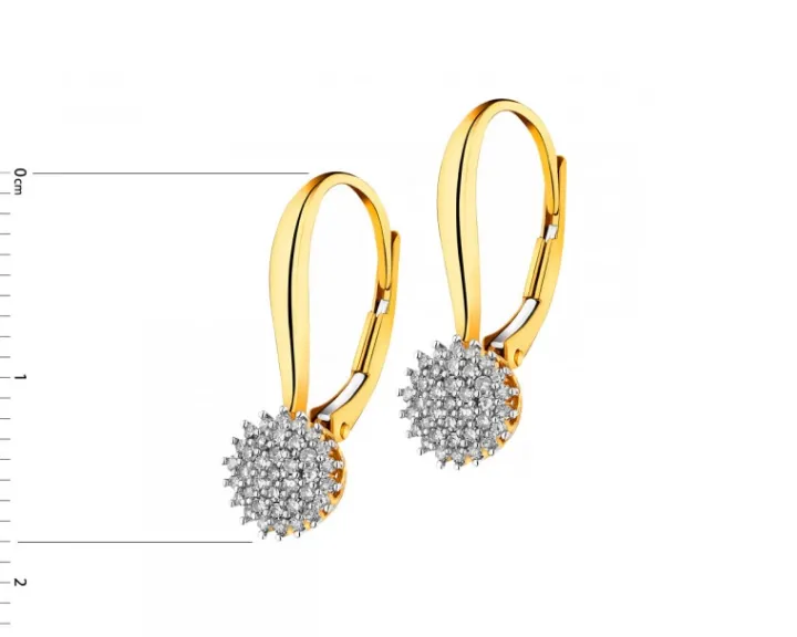 Kolczyki z żółtego złota z diamentami i perłami - próba 585