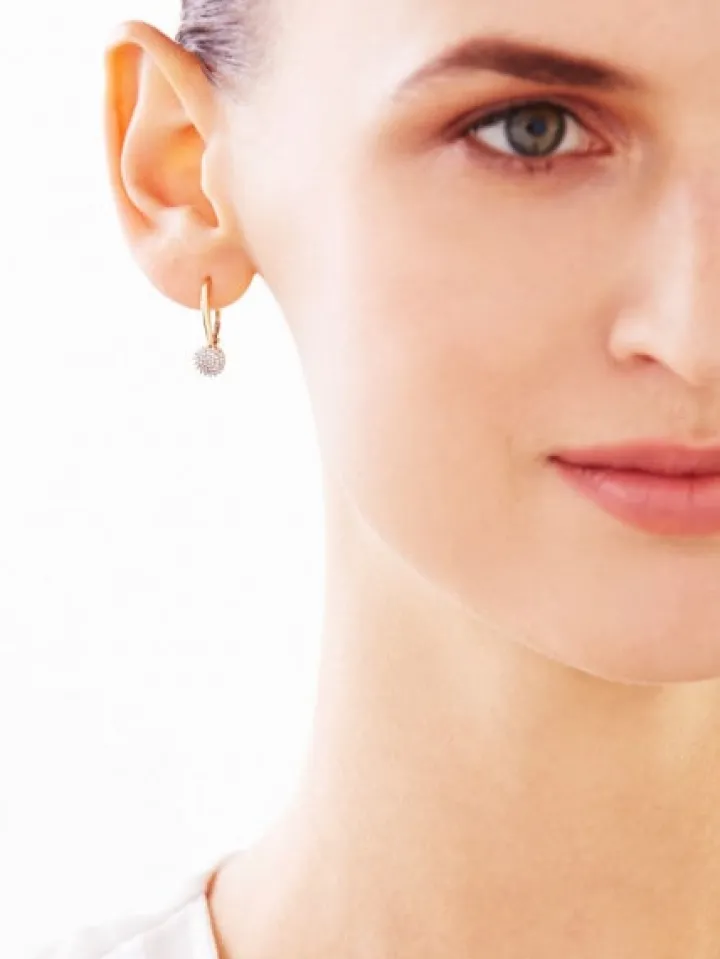 Kolczyki z żółtego złota z diamentami i perłami - próba 585