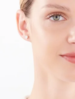 Kolczyki z żółtego złota z diamentami - 0,02 ct - próba 375