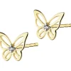 Kolczyki z żółtego złota z diamentami - motyle - 0,005 ct - próba 375