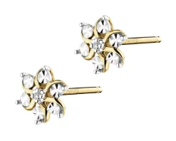 Kolczyki z żółtego złota z diamentami i cytrynami - kolibry - próba 585