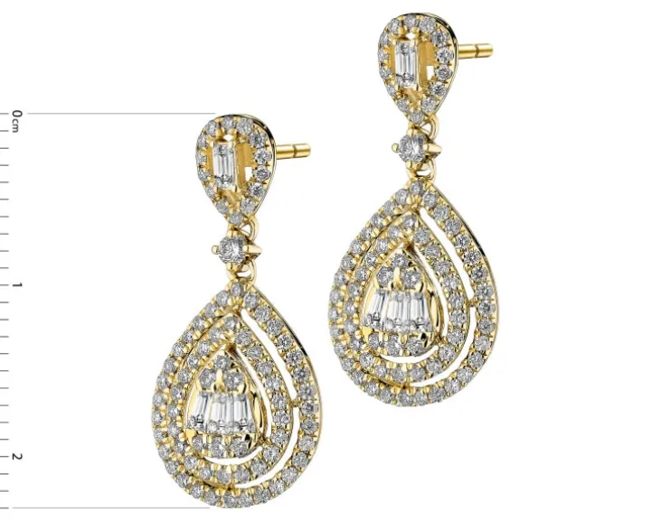 Kolczyki z żółtego złota z diamentami - 0,76 ct - próba 585